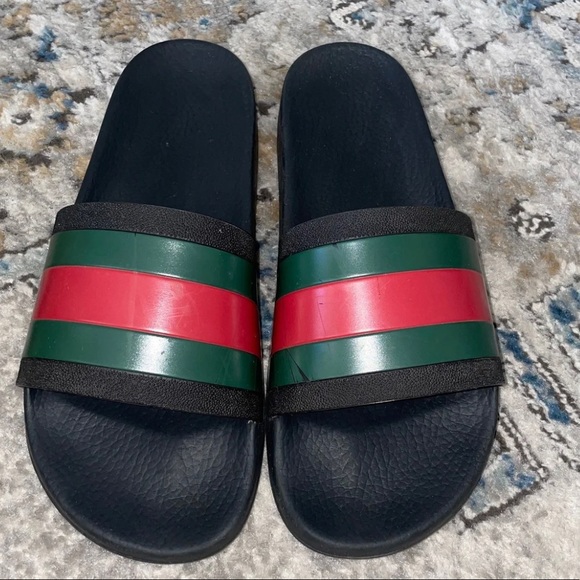 Gucci Shoes | Gucci Pursuit 72 Rubber Slide | Color: Black/Green | Size: 10 | Alito44's Closet